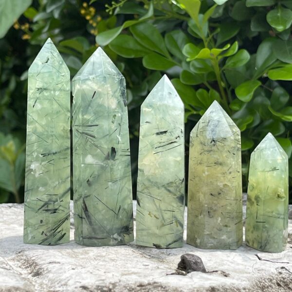 Gemstone Prehnite Obelisk Six Side Faceted  Massager Wands - Image 3